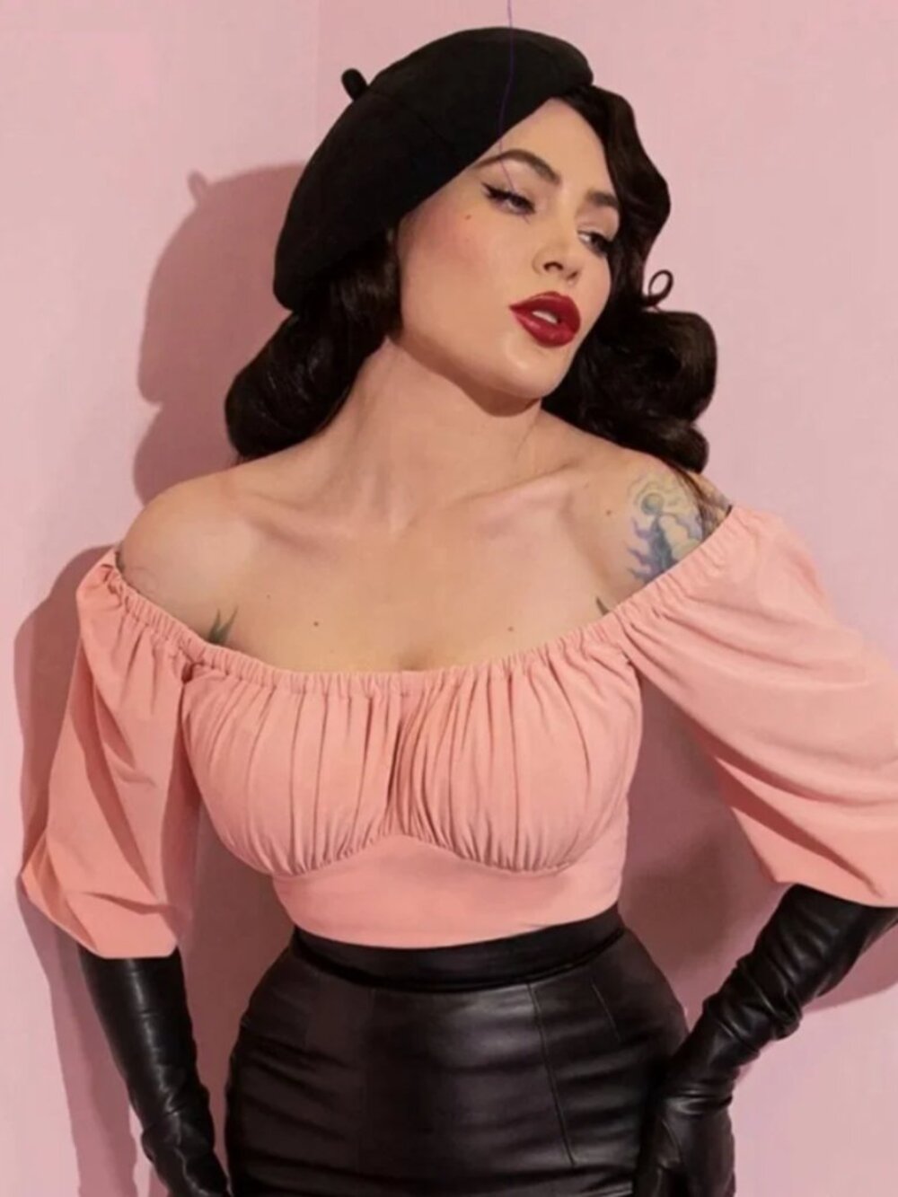 Vixen By Micheline Pitt-VACATION BLOUSE IN BLUSH PINK